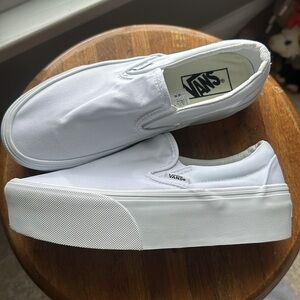 Women’s White platform slip on vans